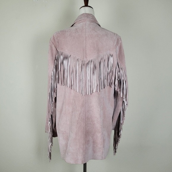 [SOLD]Western Jacket W 12 Pink Suede Leather Fringe Cowgirl 80s Rodeo Cowboy - Picture 3 of 10